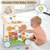 Trotteur en bois pour bébé,centre d'activités Montessori,hauteur réglable pour enfant de 1 an,cube d'activités 16 en 1 avec labyrinthe de perles,trieur de formes, xylophone,jouet d’éveil dès 12 mois