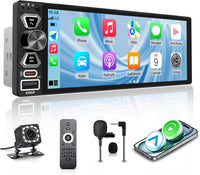 Ecran Carplay Autoradio 1 DIN CarPlay 6,9 Pouces Écran Tactile CarPlay et Android Auto sans Fil, Bluetooth, Télécommande, GPS, Caméra de Recul, Radio FM, Mirror Link