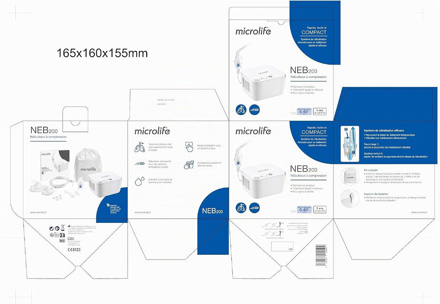 Microlife NEB 200 Nébuliseur, Qualité Professionnelle, Utilisation Intensive, Vitesse de Traitement Ultra-Rapide, Tous Types de Médicaments, Remboursement LPPR