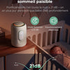 Purificateur d'air pour chambre d'enfant Momcozy, système à 4 filtres, moniteur et écran indiquant en temps réel la qualité de l'air (PM2,5), indication de l'état avec 3 couleurs, veilleuse réglable