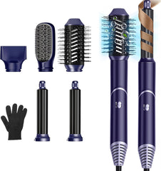 Air Styler & Sèche-cheveux 5en1, Boucleurs Auto-Wrap, Brosse Thermique Brushing avec 5 Accessoires, Brosse Soufflante pour Sécher Boucler Lisser Donner du Volume et Coiffer