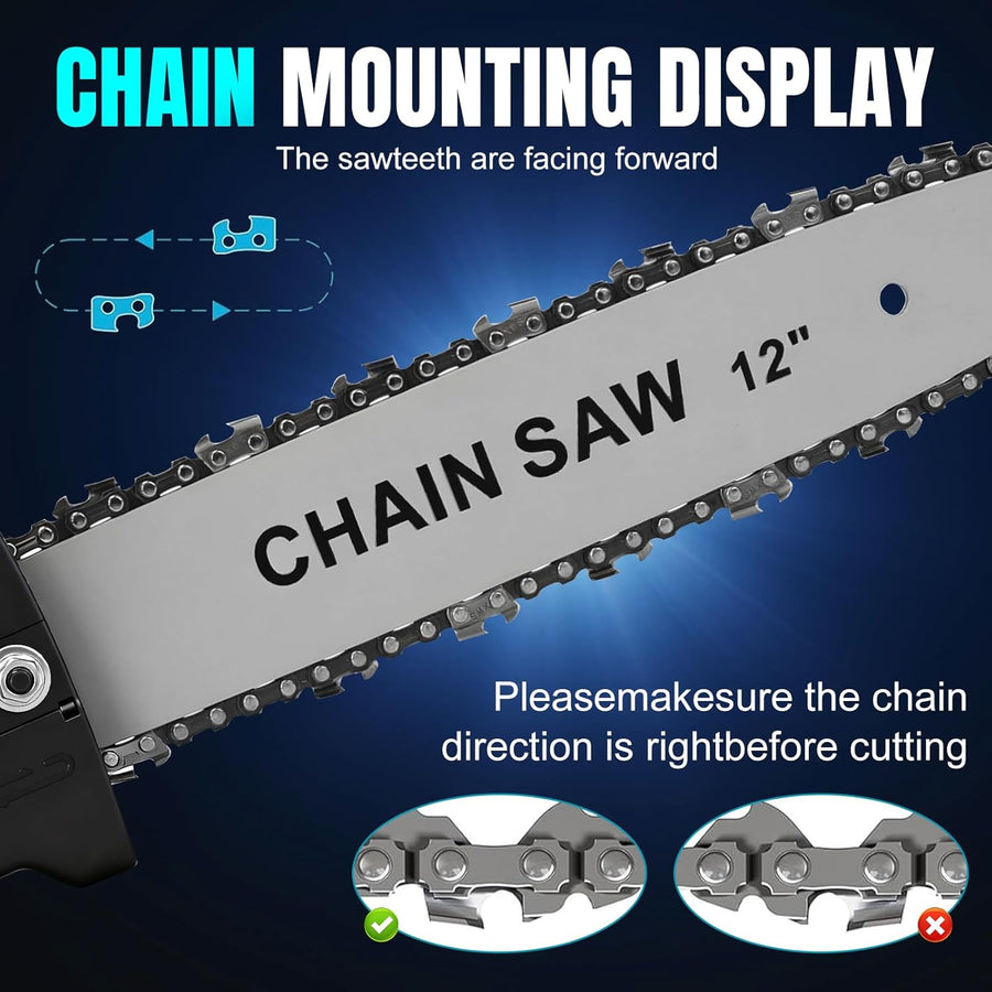 Tronçonneuse électrique sans fil de 30,5 cm - Compatible avec Makita 18 V - Avec lubrification automatique de la chaîne - Pour sécateur, coupe du bois (sans batterie)