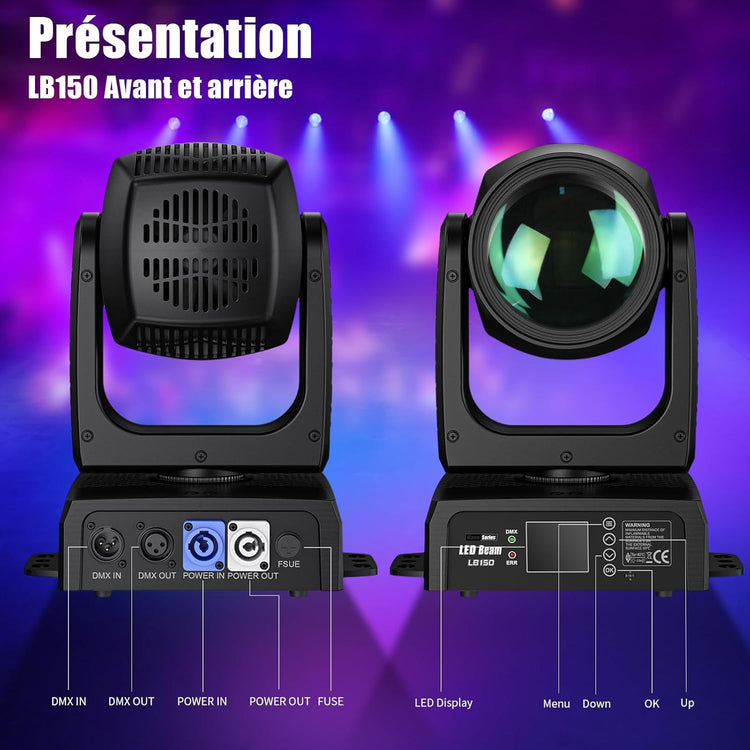 Projecteur Luminaires 150W Tête Mobile Dmx 512 RGBW 12 Gobos 12 Couleurs Activation Sonore