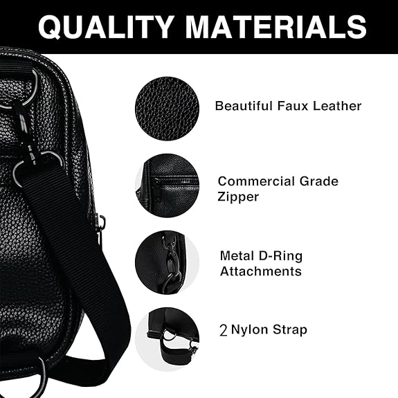 Sacoche Bandoulière Cuir Sacoche Homme et Femme Sacs à Bandoulière Petit Shoulder Bag Crossbody NOIR