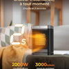 Chauffage d'appoint, 2000W PTC Chauffage Electrique, Télécommande, 3 Modes, Protection Surchauffe & Basculement, Minuterie 12H, 70°Oscillation, Radiateur Soufflant