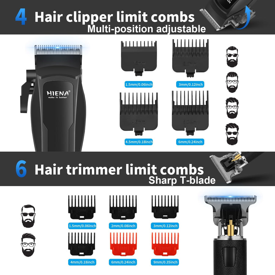 Tondeuse à cheveux professionnelle pour homme, sans fil, tondeuse à barbe, rasoir nasal, rechargeable par USB, kit complet de tondeuse électrique