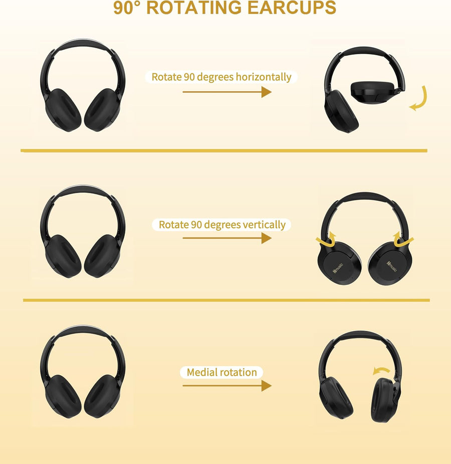 Casque Bluetooth sans Fil & Filaire, 115H d'autonomie Micro Intégré, Connexion Multipoint, Bluetooth 5.4, Câble 3.5mm, Son stéréo immersif, Confortable et Pliable, Rotation à 90°