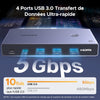 KVM Switch HDMI USB C 4K 60Hz 2 Entrées 1 Sortie avec 4 Ports USB 3.0 3A1C 5Gbps Commutateur KVM Câble HDMI et Câble USB-C Vidéo Inclus