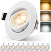 Lot de x10 Spot Led Encastrable Salle de Bain Dimmable Blanc Orientable Extra Plat Trou 68mm - 80mm IP44 6W 230V, Spot de Plafond pour Cuisine Salon Chambre, Blanc Chaud/Neutre/Froid Réglable