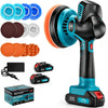 Polisseuse Voiture Sans Fil Excentrique 150mm 6 Vitesse Réglable 6000 U/min Lustreuse Polisseuse Voiture avec 2x21V 3000mAh Batteries, Polisseuse Carrosserie Compatible Makita pour Detailing et Phares