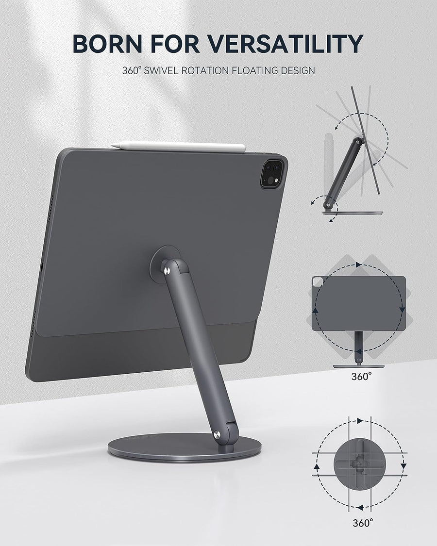 Support Magnétique Pliable Tablette 10,9 Pouces Utilisation en Mode Paysage ou Portrait GRIS