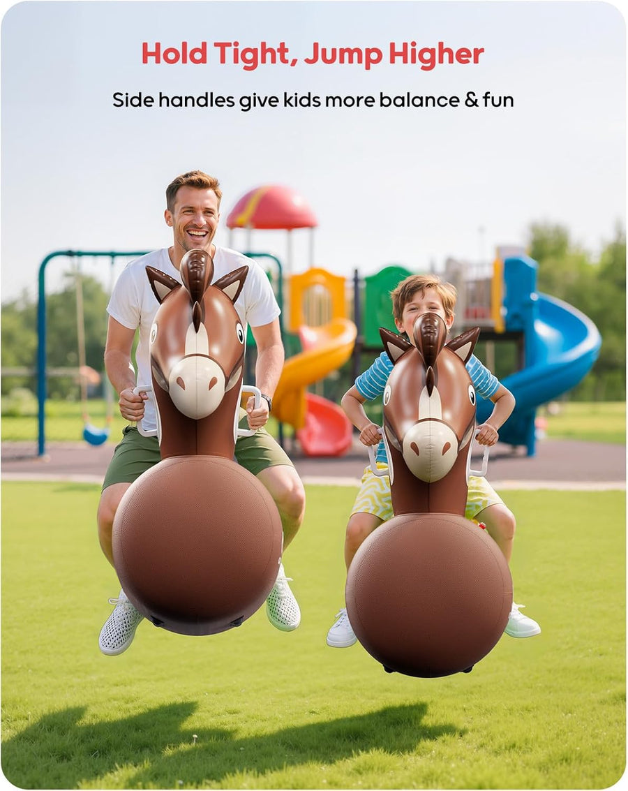 Jouet Cheval à Sauter Gonflable avec Pompe, 100 kg Capacité, Jouet d'Intérieur/Extérieur pour Enfants 5+ et Adultes, Palleur Géant Résistant