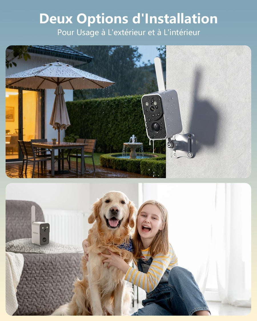Caméra de Surveillance 4G LTE avec Carte SIM 10000mAh Batterie – Portable sans Fil Extérieur Intérieur Vision Nocturne en Couleur Projecteur Sirène APP Instantanées Alertes Étanche【sans WiFi】