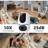 Caméra Surveillance WiFi Intérieure 1080P, 2-en-1 Double Objectif, Rotation 360, Vision Nocturne Couleur, Auto-Suivi, Audio Bidirectionnel