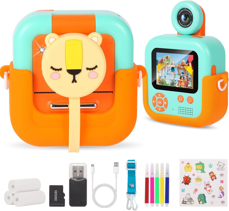 Appareil Photo Enfant Polaroid Rechargeable Ecran LCD 2.4" Vidéo HD Carte SD 32Go LION