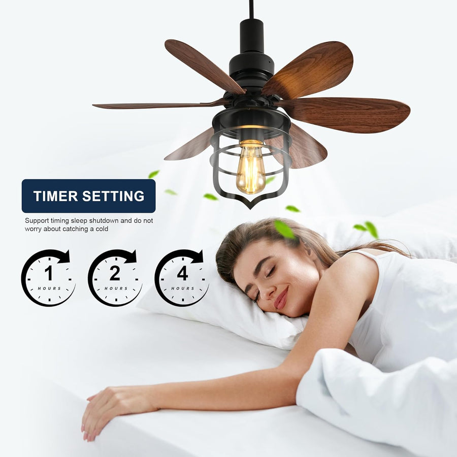Ventilateur de plafond douille d’éclairage avec télécommande E27 Petits ventilateurs pour chambre à coucher Ferme Lampe de style industriel
