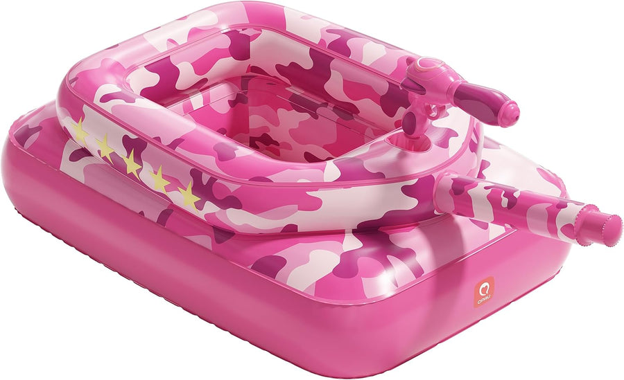 Flotteur de piscine pour enfants avec canon à eau, jouets gonflables extra épais de 0,35 mm pour garçons et filles de 3 à 6 ans, flotteurs de piscine robustes avec siège rembourré pour bataille ROSE