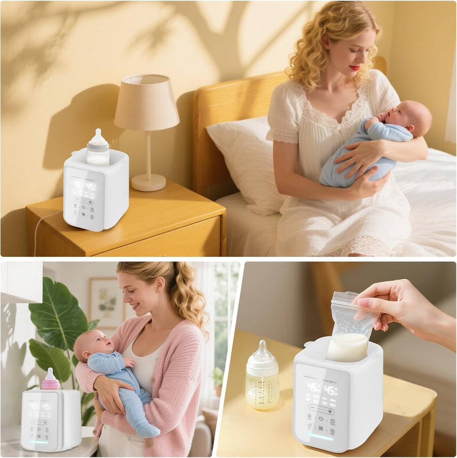 Chauffe-biberon 10 en 1 avec thermostat intelligent et veilleuse | Chauffage rapide en 2 à 5 minutes, stérilisation à la vapeur, arrêt automatique
