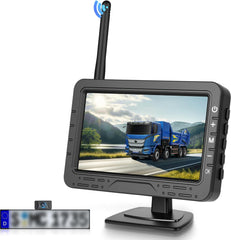 Caméra de Recul sans Fil, Moniteur TN 4,3 Pouces, Étanche IP68/Vision Nocturne Grand Angle/Lignes de Guidage Réglables/Inversion Image pour Voiture Camion Fourgon Caravane