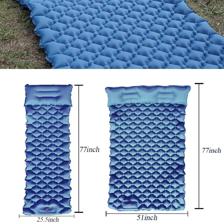 Matelas Gonflable 1 Personne  195x65 10cm Epaisseur Gonfleur à Pied Intégré Léger Camping Randonnée