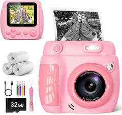 Appareil Photo Instantané Enfant – Cadeau Noël & Anniversaire pour Garçons Filles 3-10 Ans, Jouet Éducatif avec Vidéo 1080P, 20MP, 3 Rouleaux Papier & Carte Mémoire 32GB