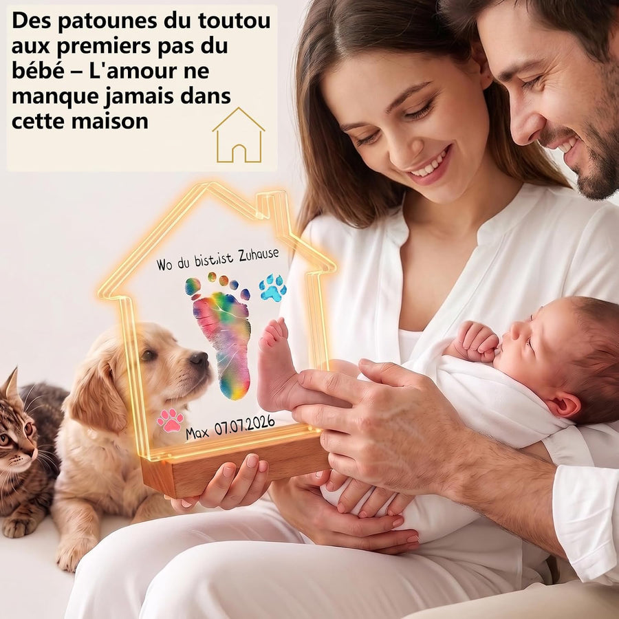 Kit d'empreintes de main avec veilleuse LED, empreinte de pied de bébé avec Empreinte de main pour couples et familles, kit d'empreintes de pattes de chien et chat, souvenir à faire soi-même