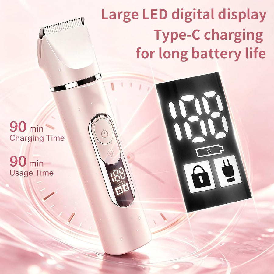 Tondeuse de bikini électrique 5 en 1, étanche IPX7 epilateur electrique femme les aisselles, les jambes, les bras et le maillot