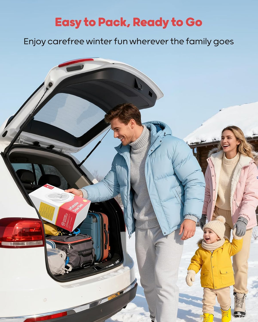 Luge Gonflable pour Bébé et Tout-Petits - Boule de Neige Aérienne d'hiver avec Housse Toile, Sangle de Remorquage, Poignées et Protection 3 Côtés pour Ski et Luge VERT