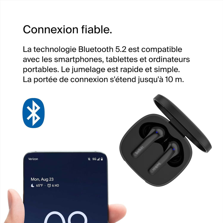 Écouteurs Bluetooth Sans Fil SoundForm Motion Suppression du Bruit Etui de Charge Micros Etanche IPX5 NOIR