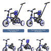 Tricycle pour Tout-Petits de 1 à 3 Ans, avec Roue de Secours, Tricycle Multifonctionnel pour Enfants avec Barre de poussée, Dossier et Ceinture de sécurité