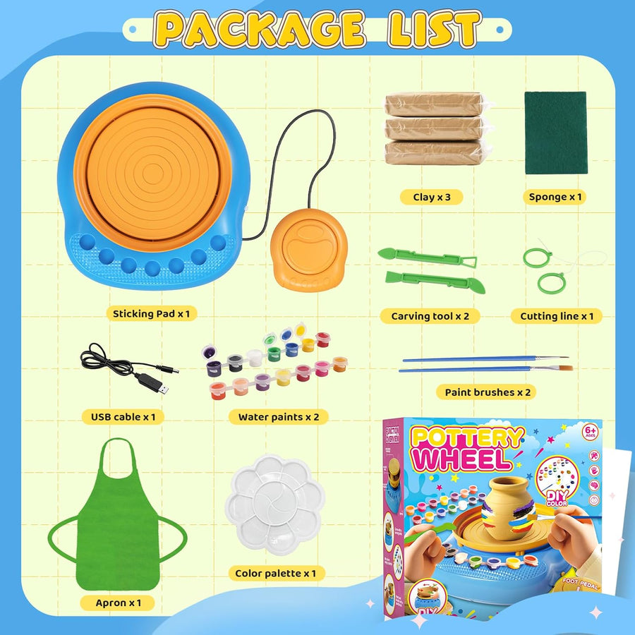 Jeux Kit Complet Tour de Potier DIY Débutants avec 4 Pâtes Auto-Durcissantes, Outils, Fournitures d’Art et Loisirs Créatifs