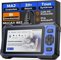 mucar 682 Valise Diagnostic Auto, AI Intelligent, Système Complet,20 Réinit Assistant AI,Diagnostic Complet du Système,20 Réinitialisations,Bi-directionnel,Guide V.A.G,CANFD & DOIP & FCA, Gratuit à Vie