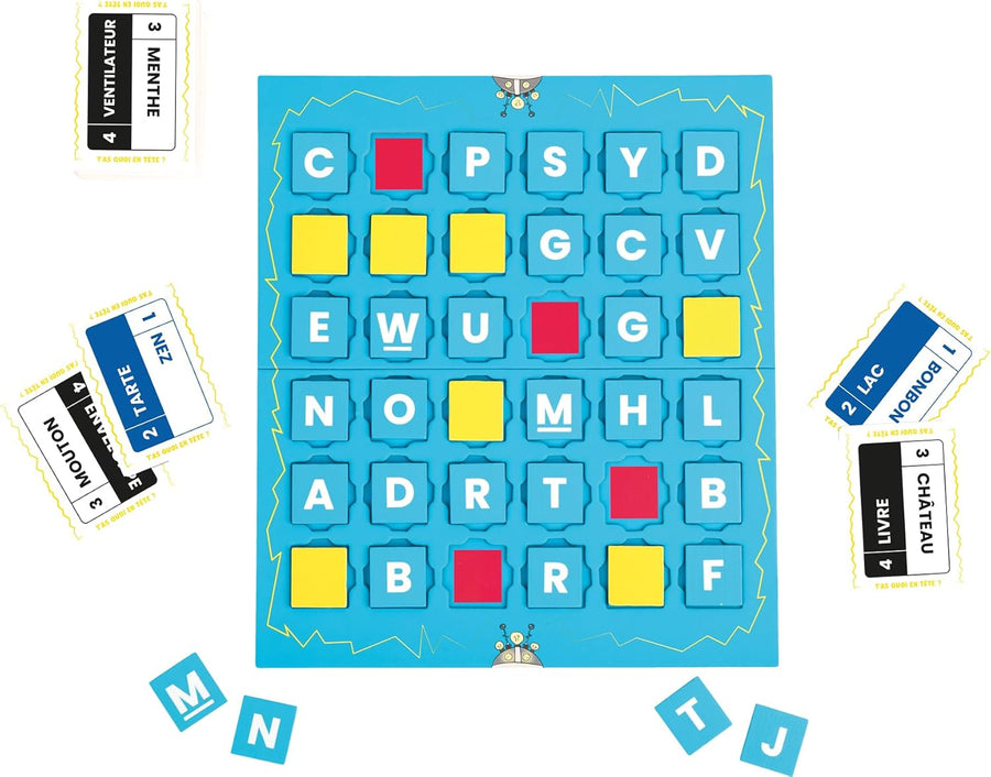 Asmodee - T'AS Quoi en TÊTE ? - Exploding Kittens - Jeux de société - Jeu de Lettres et Mots - Ambiance coopérative ou compétitive - 10 Ans et + - 3 Joueurs et + - 15 Min - Version Française