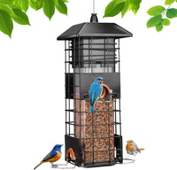 Mangeoire à Oiseaux Anti-écureuil en Métal Extérieur Capacité 1Kg NOIR