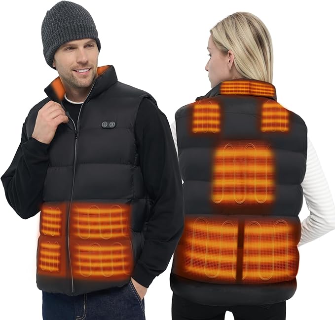 Veste Chauffante Homme Femme Taille XL Gilet Chauffant avec 3 Niveaux de Chauffage, 10 Zones de Chauffage, Gilet Chaud Lavable pour Hiver Moto Randonnée Ski, (Sans banque d'alimentation)