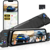 Dashcam Rétroviseur 4 Canaux 1080P, IPS Tactile 9,7 Pouces Trois Vues 720P, WiFi, Streaming, Aide au Recul, Enregistrement en Boucle et Carte 64 Go pour Conduite Quotidienne