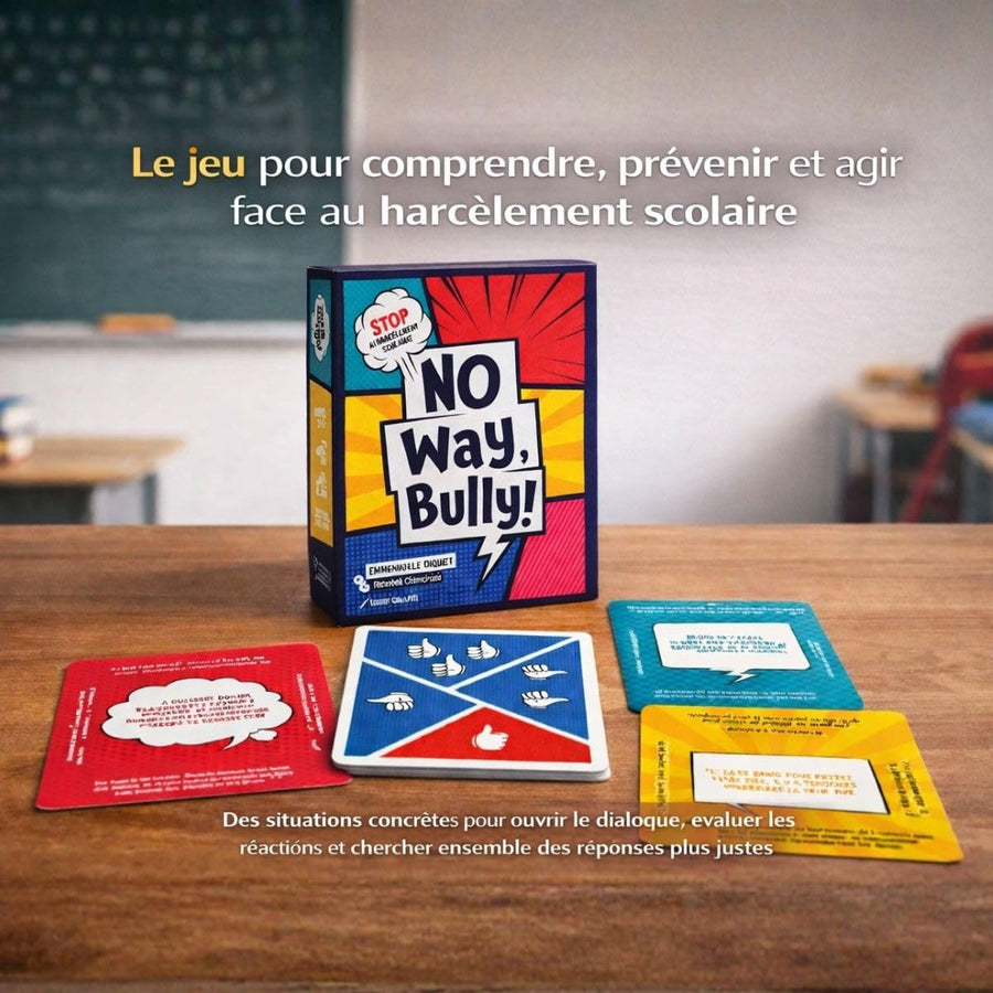 Jeux No Way, Bully! Jeu Contre Le harcèlement Scolaire et Le cyberharcèlement, Dès 10 Ans, 2 à 30 Joueurs, Livret Pratique 24 Pages co-conçu avec Emmanuelle Piquet