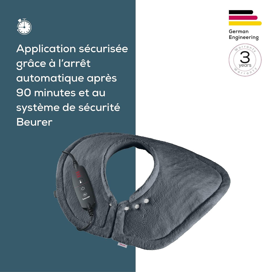 Coussin Chauffant pour Les épaules, Coussin Chauffant électrique ajusté au Corps avec Fermeture magnétique, 3 Niveaux de réglage de la température avec arrêt Automatique, Lavable
