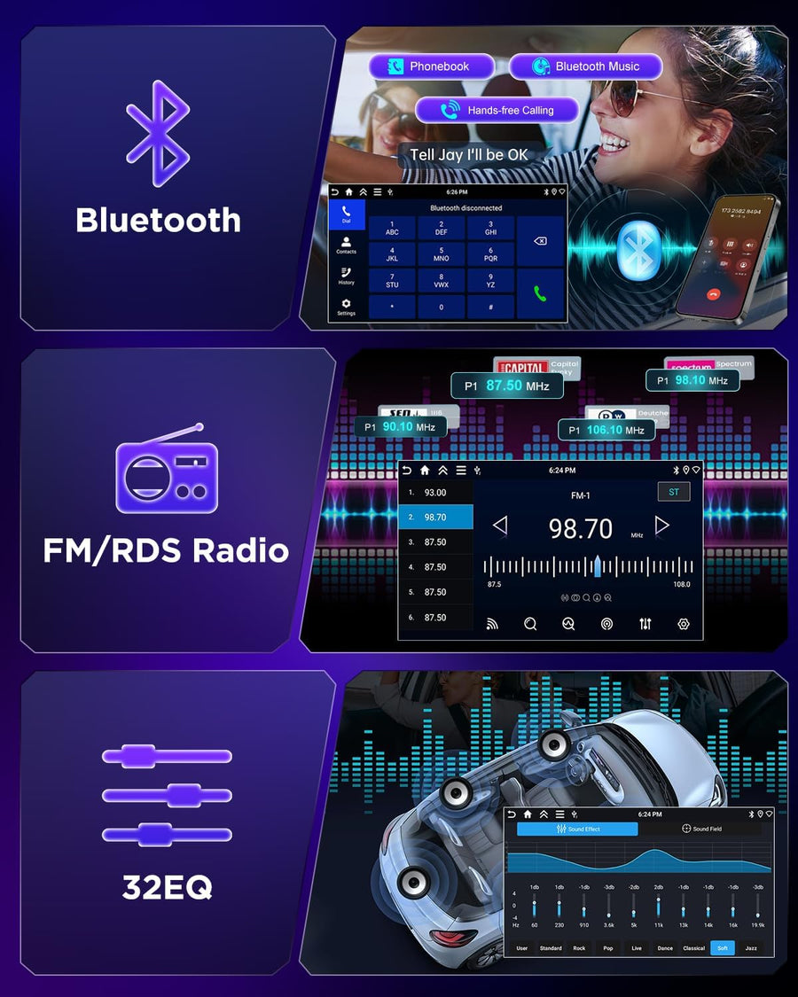 Autoradio 4+64G pour Citroen Berlingo 2015-2018/Peugeot Partner 2008-2019 avec Carplay et Android Auto - Écran incell 9 Pouces Prise en Charge WiFi GPS Commandes au Volant + Caméra de recul