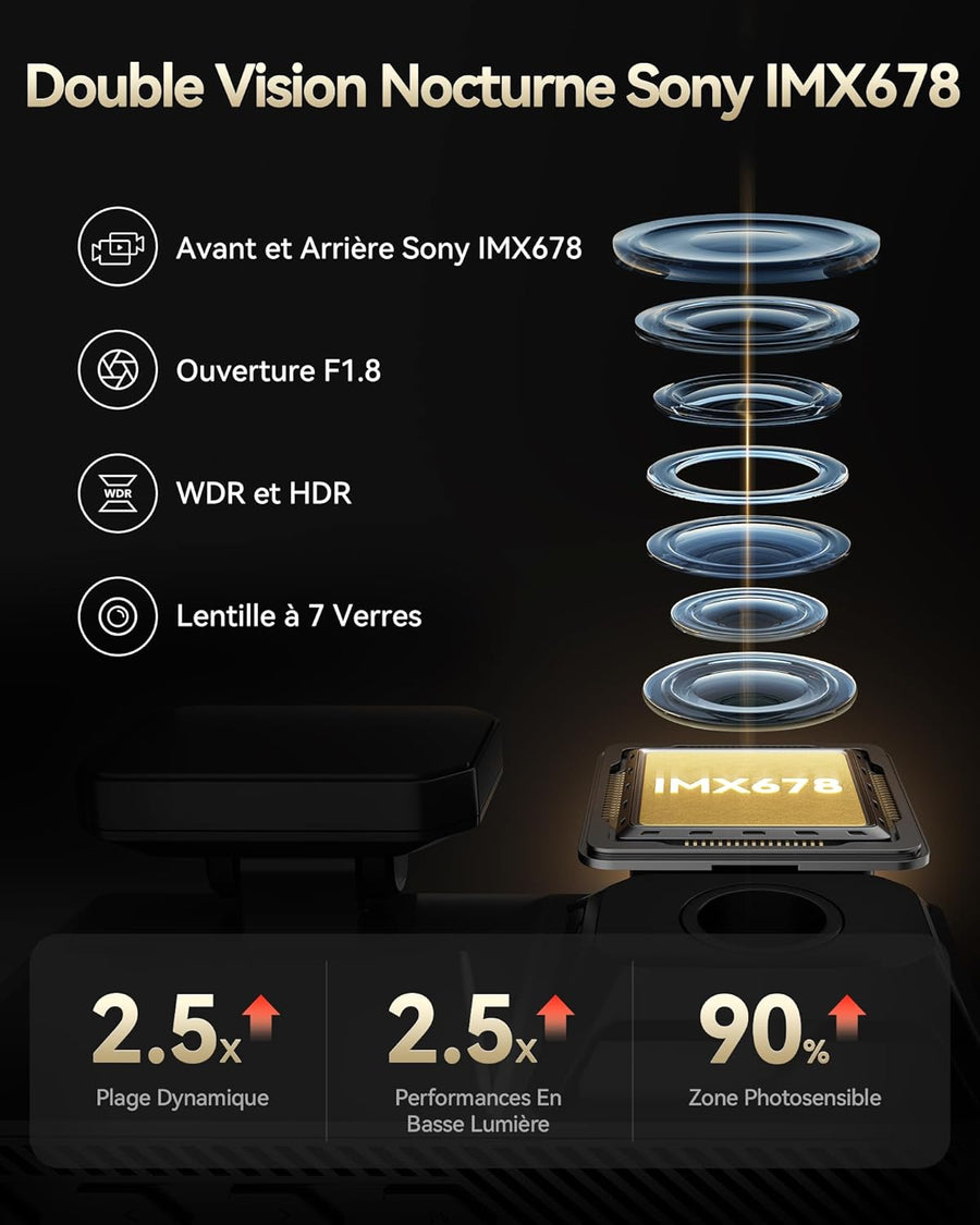 REDTIGER 4K+4K Dashcam Voiture Avant Arriere avec eMMC 256 Go,STARVIS 2 IMX678 avec Double HDR,Commande Vocale,Écran Tactile 4 Pouces,Wi-FI 5,8 GHz,GPS,Vision Nocturne HDR (F77 V2)