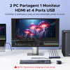 KVM Switch HDMI USB C 4K 60Hz 2 Entrées 1 Sortie avec 4 Ports USB 3.0 3A1C 5Gbps Commutateur KVM Câble HDMI et Câble USB-C Vidéo Inclus