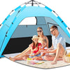 Tente de plage instantanée automatique Quick Up avec véranda extensible 3, protection UV 50+ contre le vent pour la plage, la famille, le jardin, le camping - Bleu