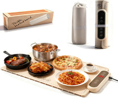 Chauffe Plat Electrique, Plaque Chauffante Electrique avec 6 Niveaux Temp., Minuteur de 4 Heures, Plaque Chauffante Pliable Flexible, 61x40cm