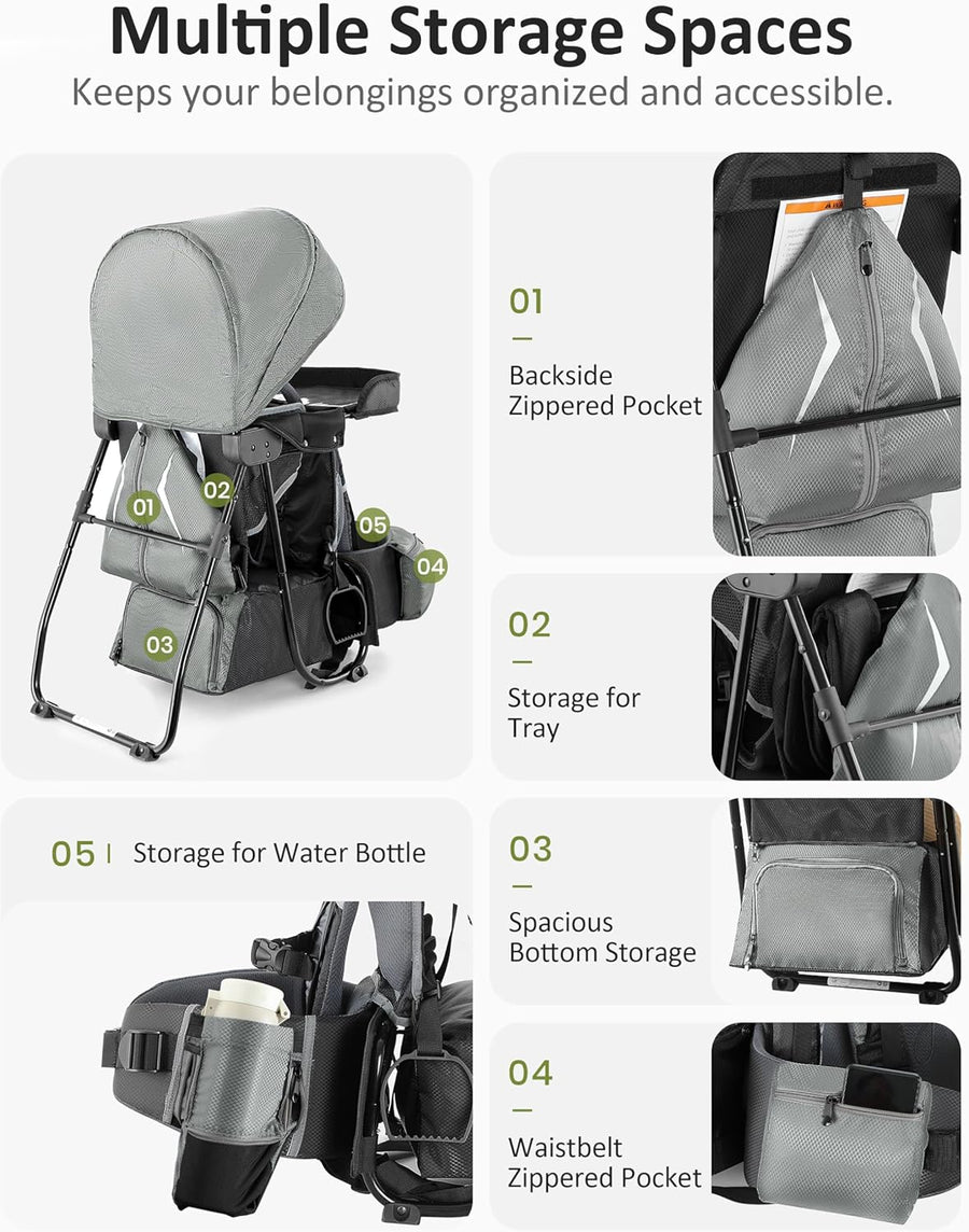 Sac à Dos de Transport pour Enfants - Plateau de Voyage Innovant 3 en 1, Montagne, Indépendant Détachable
