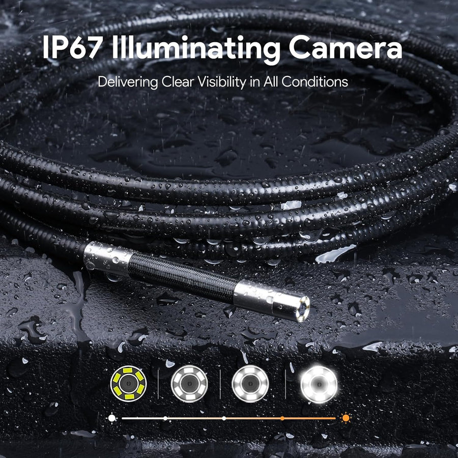 Endoscope 210° Bidirectionnelle Camera Endoscopique 5" HD 1080P Sonde 6.2mm 6 LED Luminosité Réglable Angle 78° Carte 32Go Flexible 1.5m IP67 Pour Inspection Auto Egouts Plomberie