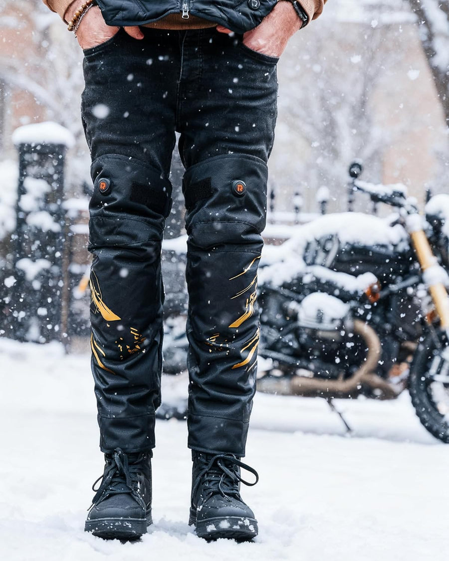 Genouillères chauffantes moto Hiver,Protections hivernales homologuées CE2,Amovibles,Chaudes,Imperméables et coupe-vent pour femmes et hommes