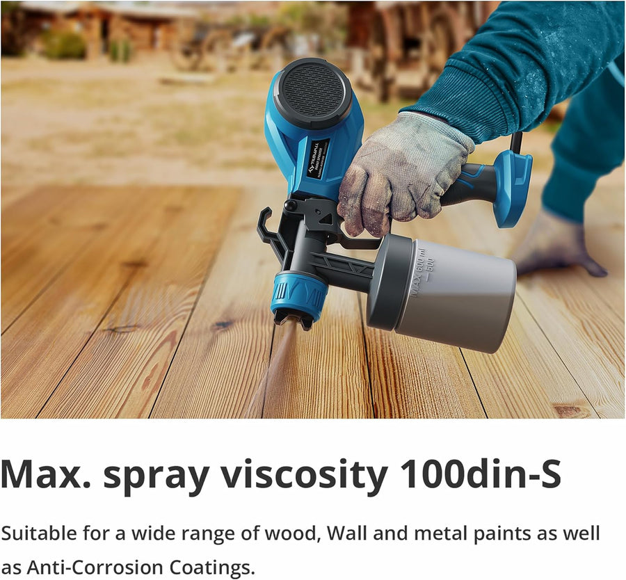 Pistolet a Peinture Electrique avec 4 Buses en Cuivre et 3 Motifs, 100 DIN-s Pulvérisateurs de Peinture, Applicabilité Mur et Plafond, Accessoires de Nettoyage