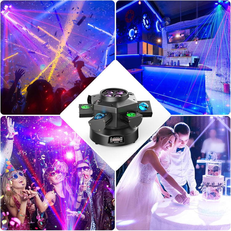 Jeux de Lumiere LED RGBW 180W 19CH Projecteur de Scène DJ Bar Club Disco Luminaires Tête Rotative Éclairage Soirée