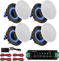 Haut-parleurs de plafond Bluetooth 2 voies 10,2 cm 320 W pour système home cinéma, salon, bureau, montage encastré (4 haut-parleurs)