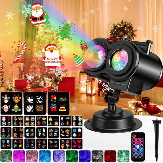 Projecteur LED Lampe de Projection 24 Motif Noël Halloween Télécommande